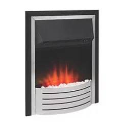Glen Fulford Stainless Steel / Black Switch Control Plug-In Electric Inset Fire -Brunch Shop 158JK A2