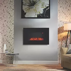 Focal Point Charmouth Black Remote Control Wall-Mounted Electric Fire -Brunch Shop 2811G A5