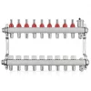 JG Underfloor 9 Port LowFit Underfloor Heating Manifold Brushed Steel -Brunch Shop 405TY P