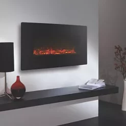 Focal Point Pasadena Black Remote Control Wall-Mounted Electric Fire -Brunch Shop 4132G A2