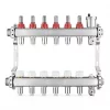 JG Underfloor 6 Port LowFit Underfloor Heating Manifold Brushed Steel